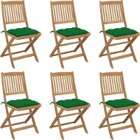 vidaXL "im Angebot" Klappbare Gartenstühle 6 Stk. - bis 150 kg - mit Kissen Massivholz Akazie - Stapelsessel CC3038