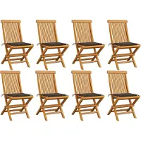 vidaXL Cloris Designermöbel Gartenstühle mit Taupe Kissen 8er Set Massivholz Teak 2024 Neu