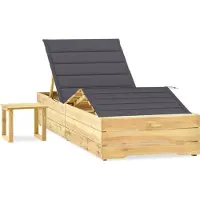 Syfax Garten-Sonnenliege mit Tisch und Auflage Kiefer Imprägniert