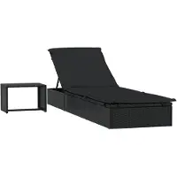 Syfax Sonnenliege 1 Stk. mit Tisch Schwarz Poly Rattan