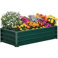 Outsunny Hochbeet Stahl, Pflanzkasten, Rostfrei Blumenkasten mit Offenem Boden