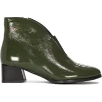 MACIEJKA Damen Stiefel aus Leder, Dunkeloliv, mit warmem Fleece und 4,5 cm Blockabsatz