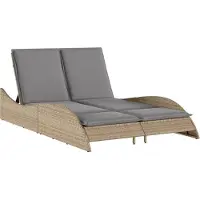 Syfax Sonnenliege mit Auflagen Beige 114x205x73 cm Poly Rattan