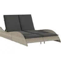 Syfax Sonnenliege mit Auflagen Hellgrau 114x205x73 cm Poly Rattan