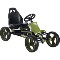 HOMCOM Go Kart Tretauto Kinderfahrzeug Pedalfahrzeug mit Handbremse Kinder Grün