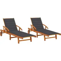 Syfax Sonnenliegen 2 Stk. mit Auflagen Massivholz Akazie