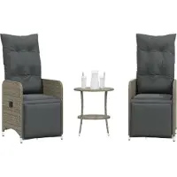 Syfax Outdoor-Lehnstühle 2 Stk. mit Tisch Grau Poly Rattan