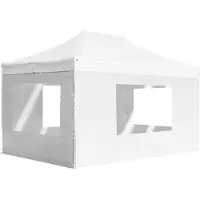 vidaXL "2026 Promotion" Profi-Partyzelt Faltbar mit Wänden Aluminium 4,5×3m Weiß - Pavillons & Partyzelte CC26387