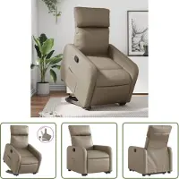 The Living Store Relaxsessel mit Aufstehhilfe Cappuccino-Braun Kunstleder
