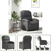 The Living Store Relaxsessel Grau Echtleder