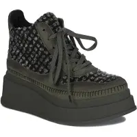 MACIEJKA Stiefeletten 0675909008 aus Veloursleder dunkelgrün Plateau 5cm Weite G Schnürung Reißverschluss