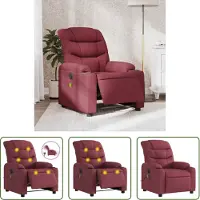 The Living Store Massagesessel Elektrisch Weinrot Stoff