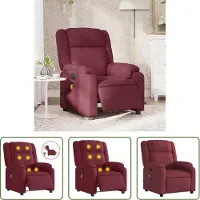 The Living Store Massagesessel Elektrisch Weinrot Stoff