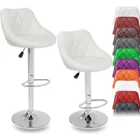 Tresko Barhocker BH-009, drehbar mit Lehne, 60-80cm Sitzhöhe, Kunstleder, beige, 2 Stück