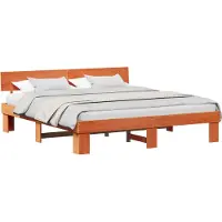 Syfax Bettrahmen Wachsbraun 200 x 200 cm Massives Kiefernholz