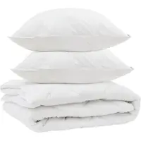 vidaXL Ganzjahresbettdecke mit Kissen 3 pcs Weiß Mikrofaser