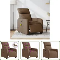 The Living Store Massagesessel Elektrisch Braun Stoff