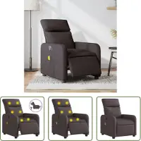 The Living Store Massagesessel Elektrisch Dunkelbraun Stoff