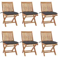 Prolenta Maison Exclusive - Klappstühle mit Kissen, 6-teilig, Massivholz Teakholz