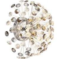 Globo Lighting Wandleuchte Metall verchromt, K9 Kristalle rauchfarben, klar, ø: 400mm, AL: 225mm, inkl. 6x G9 LED 3.5W 230V, 350lm Source, 350lm Output, 3000K, LED Leuchtmittel inkl. 10676