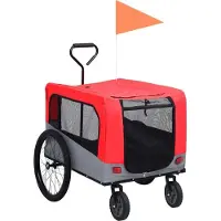Prolenta Maison Exclusive - 2-in-1 Fahrradanhänger für Hunde und Buggy Rot und Grau