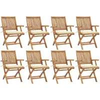 Syfax Klappbare Gartenstühle mit Kissen 8 Stk. Massivholz Teak
