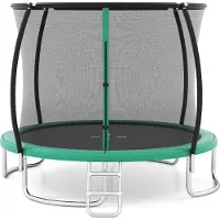 Costway 305cm Trampolin Outdoor, Gartentrampolin rund mit Leiter, Sicherheitsnetz, Randabdeckung & Metallrahmen, Kindertrampolin Komplett Set