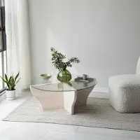 Dmora Califfi - Couchtisch, 92x92x36h cm Weiß, Zeitungsablage