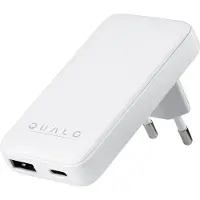 Qualo GaN Ultra Slim Netzladegerät USB-A / USB-C PD 45W DualPort Weiß QLS-GN-US-AC-45-01
