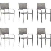 vidaXL Garten-Essstühle 6 Stk. Stapelbar Grau Polyrattan - Gartenstühle 318703
