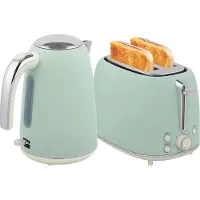 HOMCOM Wasserkocher- und Toaster-Set aus Edelstahl, 2200 W, 1,7 l, 2-Scheiben-Toaster, 7 Bräunungsstufen, Schnellaufheizung, Strix-Thermostat, Kalkfilter und Krümelschublade, Grün
