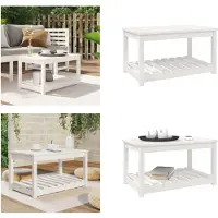 vidaXL Gartentisch Weiß 82,5x50,5x45 cm Massivholz Kiefer - Gartentisch - Gartentische - Terrassentisch - Garten-Couchtisch