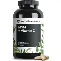 Natural Elements MSM 2000mg + natürliches Vitamin C – 365 Tabletten Methylsulfonylmethan 377 g