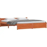Syfax Bettrahmen mit Kopfteil Wachsbraun 205,5 x 205,5 x 51 cm