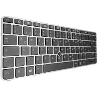 T-ProTek Tastatur - Farbe: Schwarz - mit Silber Rahmen - mit Mausstick - mit Beleuchtung Deutsches Tastaturlayout kompatibel für HP EliteBook 840 G4
