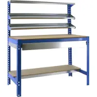 Proregal Werkbank BUFFALO mit Frontablage und Schubfach | HxBxT 84x150x76cm | Traglast 600kg | Blau