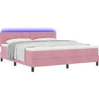 Syfax LED Boxspringbett mit Matratze mit LED Rosa 180 x 200 cm Samt