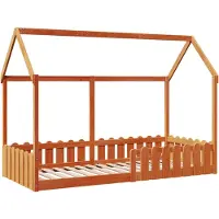 Syfax Kinderbett Hausbett Wachsbraun 90x190 cm Massivholz Kiefer