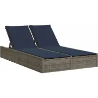 Syfax Doppelte Sonnenliege mit Kissen Grau Poly Rattan