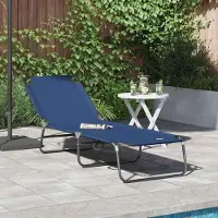 vidaXL "im Angebot" Klappbare Sonnenliege 1-Personen - Strandliege - Blau 188x57x86,5 cm Polyester - Gartenliegen CC18802