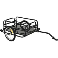 Novzep Fahrradanhänger Lastenanhänger für Fahrrad 40 kg Belastbarkeit Transportanhänger Handwagen Kupplung Stahl Schwarz 139 x 71,5 x 49 cm