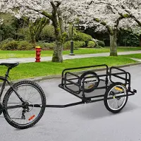 Sweiko Fahrradanhänger Lastenanhänger für Fahrrad 40 kg Belastbarkeit Transportanhänger Handwagen Kupplung Stahl Schwarz 139 x 71,5 x 49 cm