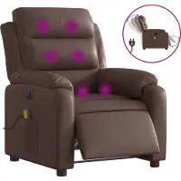 Syfax Massagesessel Elektrisch Braun Kunstleder