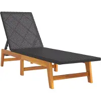 Syfax Sonnenliege Schwarz und Braun Poly Rattan & Massivholz Akazie