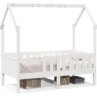 Syfax Kinderbett Hausbett Weiß 80x160 cm Massivholz Kiefer