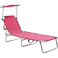vidaXL Design Möbel Klappliege mit Sonnenschutz Rosa Aluminium - 2024 Neu