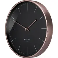 KIENZLE Funkwanduhr 25 cm Roségold/Schwarz, Präzise DCF-Zeiteinstellung, Geräuschlos, Aluminiumrahmen