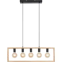 Rabalux 2294 Pendelleuchte 5 Spots Indigo, E27, schwarz-braun, Skandinavisch