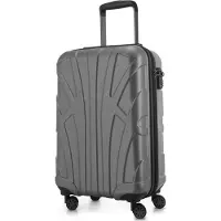 Suitline - leichtes Handgepäck 55x35x20 cm Flugzeug-Trolley 34 L Bordgepäck Hand-Koffer leicht Bord-Koffer 4 Rollen Kabinengepäck Hand Luggage TSA ,Silber