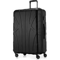 Suitline - Reisekoffer groß erweiterbar, Koffer XL 4 Rollen, Rollkoffer Hartschale, Trolley Hardcase Check-In Gepäck 20-23 kg, Gurtmaß 158 cm, TSA,Schwarz